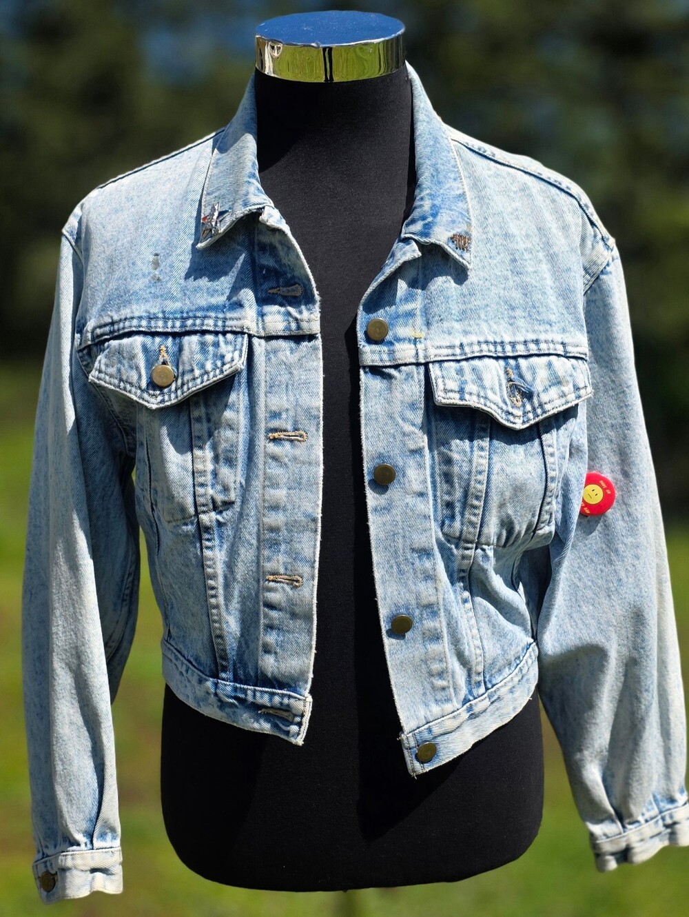 Vintage Denim Womens Distressed Jean Jacket 80s Look Cotton 90s Y2k Womens Small